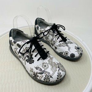 Alegria Essence Shoes Sneakers Size EU 38 US 8 - 8.5 Black Floral Leather White